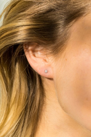 Puces Round Stud - Or blanc et diamants