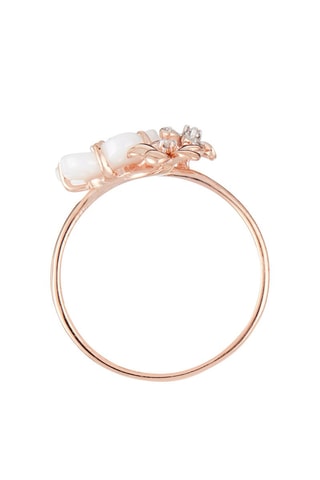 Bague Floraison - Or rose, diamants et nacre
