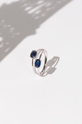 Bague Duo de Saphirs - Or blanc, saphirs et diamants