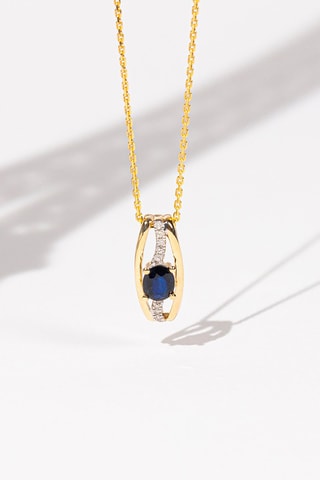 Pendentif Dumai - Or jaune, diamants et saphir