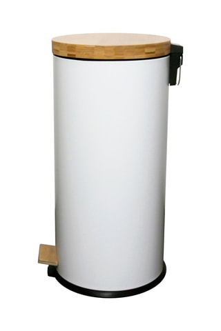 Poubelle à pédale en acier inoxydable et bambou Forest - 30 l
