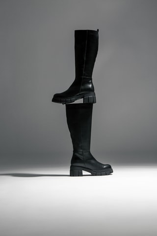 Botas de piel de serraje - Negro