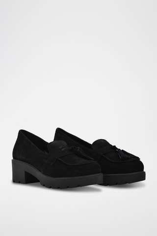 Mocasines de nobuk con plataforma - Negro