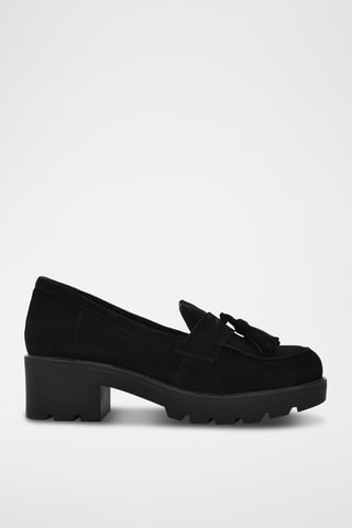 Mocasines de nobuk con plataforma - Negro