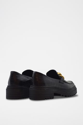 Mocasines de piel con plataforma - Negro