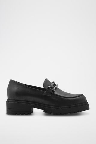Mocasines de piel napa con plataforma - Negro