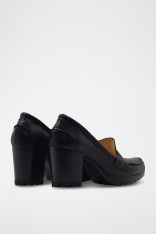 Mocasines de piel napa de tacón - Negro