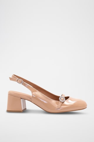 Zapatos con brillo de tacón - Nude