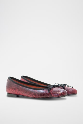 Ballerines en cuir de python - Rouge