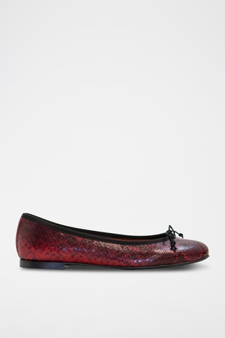 Ballerines en cuir de python - Rouge