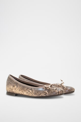 Ballerines en cuir de python - Beige