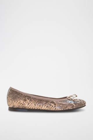 Ballerines en cuir de python - Beige