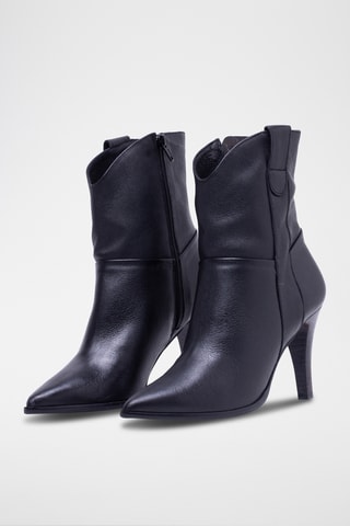 Botines de piel de serraje - Negro