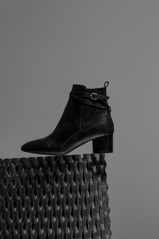 Botines de piel de serraje - Negro