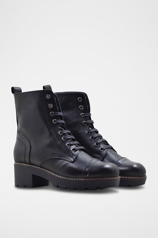 Botines de piel de serraje - Negro