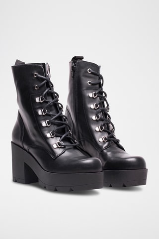 Botines de piel de serraje - Negro