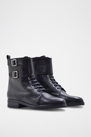 Botines de piel de serraje - Negro