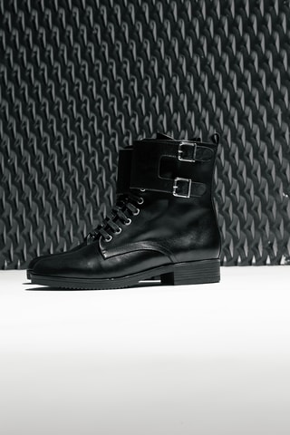 Botines de piel de serraje - Negro