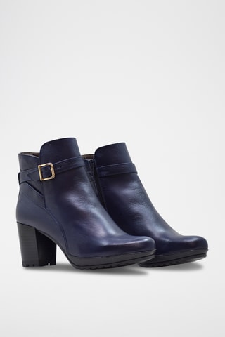 Botines de piel de serraje - Azul marino