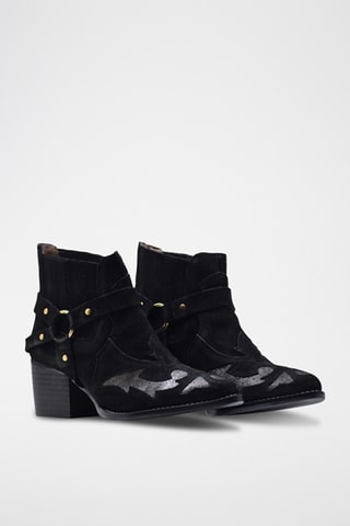 Botines de piel de serraje nobuk - Negro