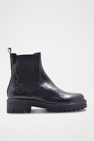 Bottines Chelsea en cuir de crocodile - Noir
