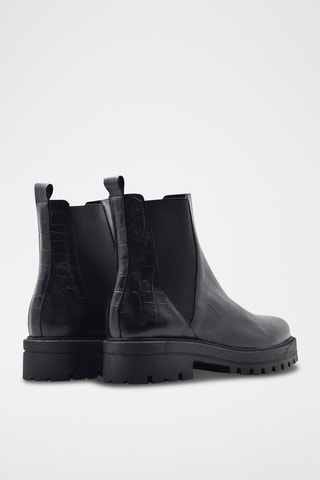 Bottines Chelsea en cuir de crocodile - Noir
