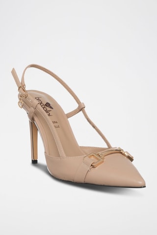 Sapatos de salto com tira - Nude