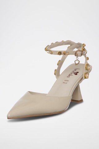 Sapatos de salto com tira - Cru