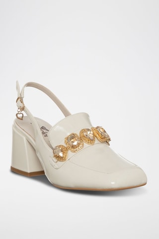 Sapatos de salto com tira - Cru