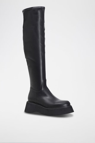 Botas acima do joelho em couro Preto