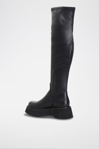 Botas acima do joelho em couro Preto