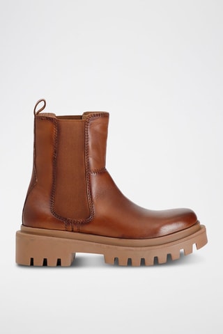 Botins Chelsea em couro 
Castanho