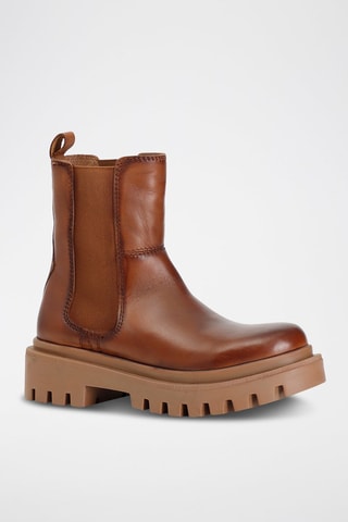 Botins Chelsea em couro 
Castanho