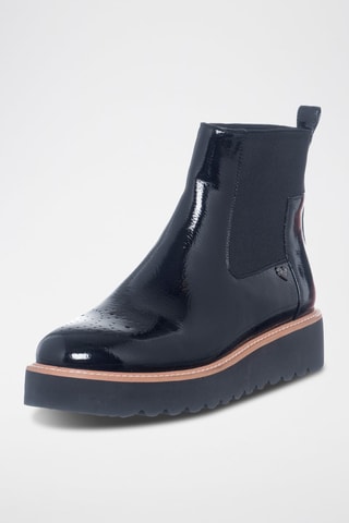 Botins Chelsea com plataforma envernizados - Preto - Tua By Braccialini