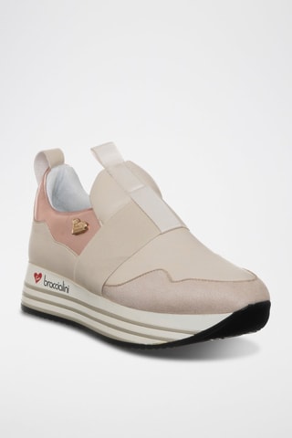 Slip-on plataforma - Marfim e rosa