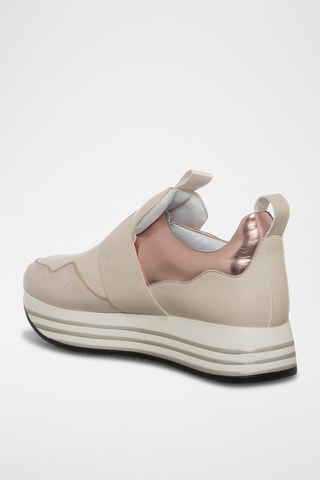 Slip-on plataforma - Marfim e rosa