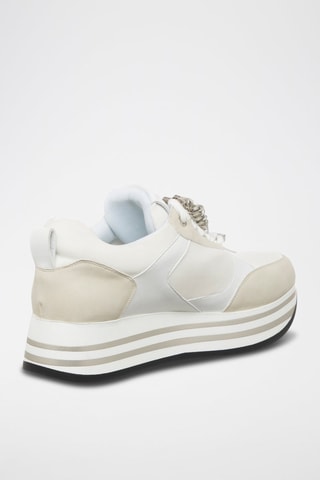Sapatilhas com plataforma de couro vegan - Marfim - Braccialini