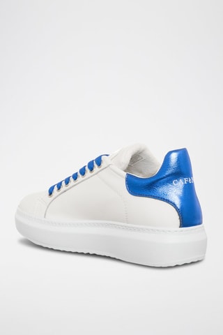 Sapatilhas em couro Branco e azul