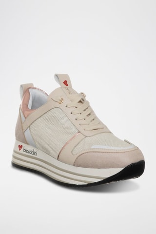 Sapatilhas com plataforma - Marfim e rosa