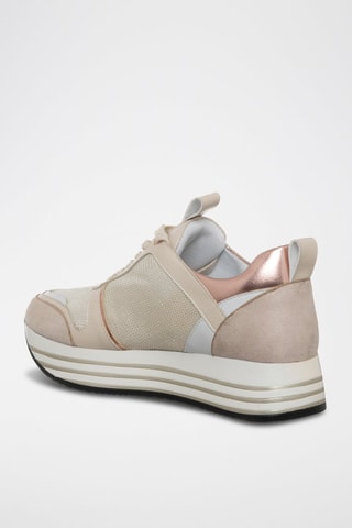 Sapatilhas com plataforma - Marfim e rosa