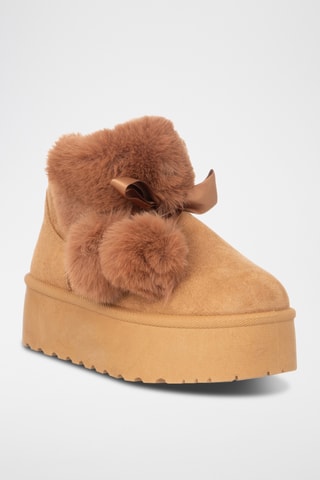 Botins com plataforma forrados - Castanho