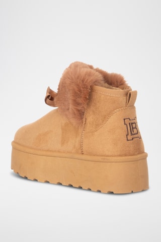 Botins com plataforma forrados - Castanho