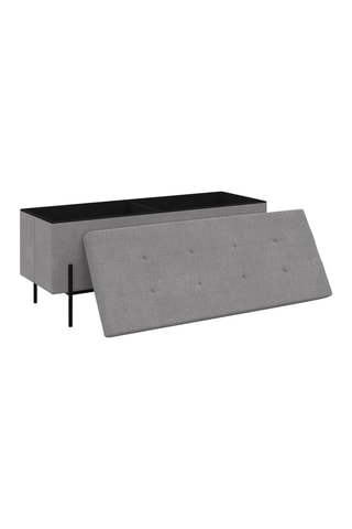 Banc coffre avec pieds noirs Loan en tissu gris 100cm