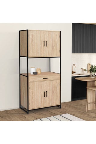 Vajillero Memphis - Imitación madera y negro