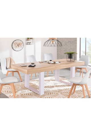 Mesa Brixton - Imitación madera y blanco