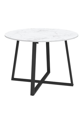 Table à manger ronde extensible Sana effet marbre blanc et noir Ø110-150cm