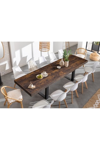 Table à manger extensible Brixton bois effet vieilli et noir 200-300cm