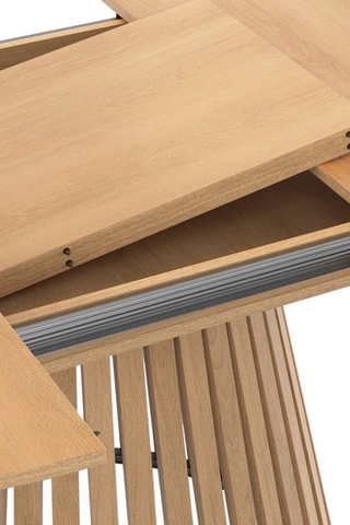 Table à manger ronde extensible Camélia bois et pied lattes Ø110-150cm