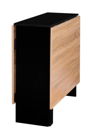 Table à manger carrée dépliable Edi avec rangement intégré bois et noir