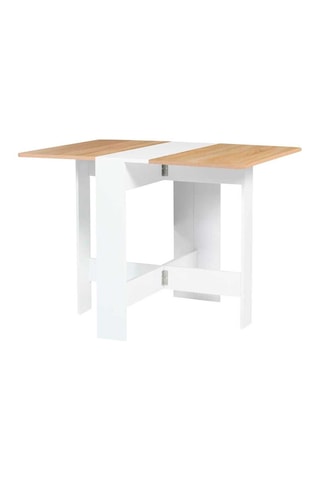 Table à manger carrée dépliable Edi bois et blanc
